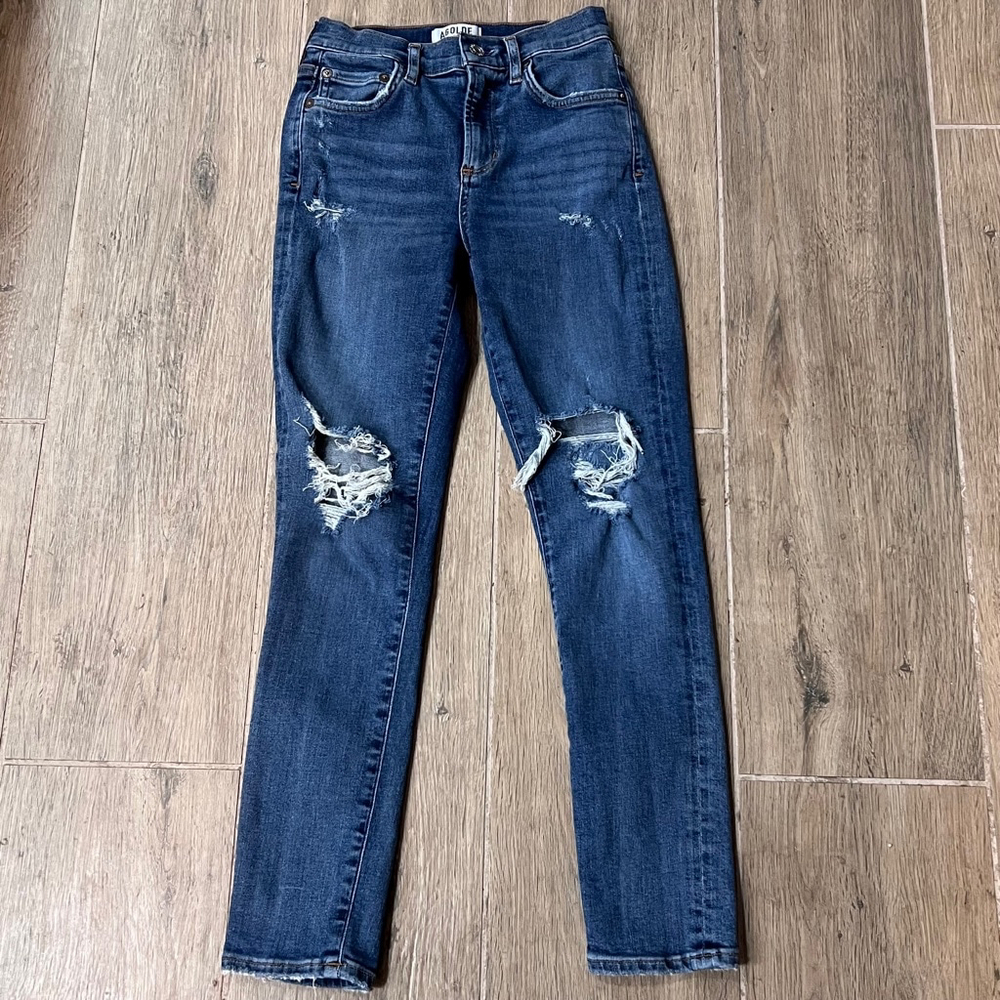 AGOLDE Jeans Distressed Blue Trendy Skinny Denim Cotton Turkey 90’s Slim Vintage - Picture 9 of 16